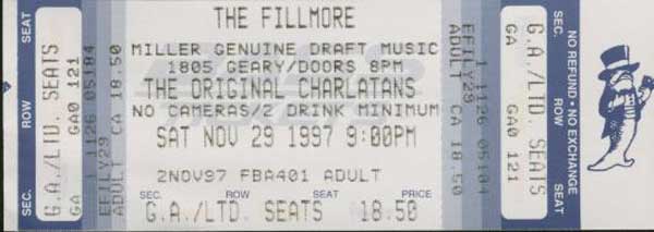 the Charlatans Fillmore Ticket