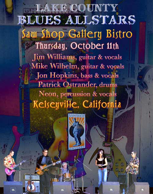 Lake County Blues Allstars, Thursday October 11th, Saw Shop Gallery Bistro 7 PM