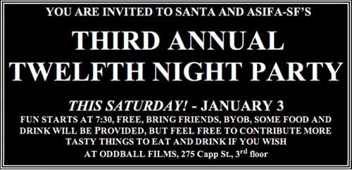 Invitation to Santa and ASIFA-SF 12th NIGHT PARTY