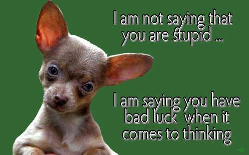 I am not saying that you are stupid... I am saying you have bad luck when it comes to thinking