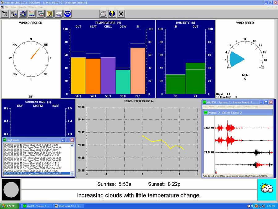 Screenshot of WeatherLink and L15Bs running on same machine