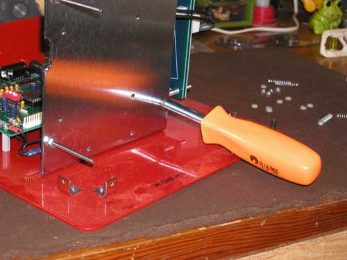 Tightened  bolts with supplied combo wrench