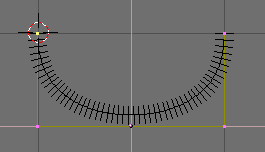 Tute - vertice line with both sides curved up; looking  like a halg circle image