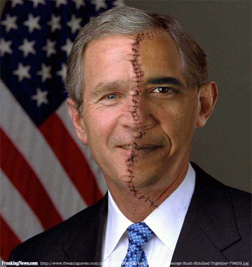 http://www.freakingnews.com/pictures/79500/Barack-Obama-and-George-Bush-Stitched-Together-79609.jpg