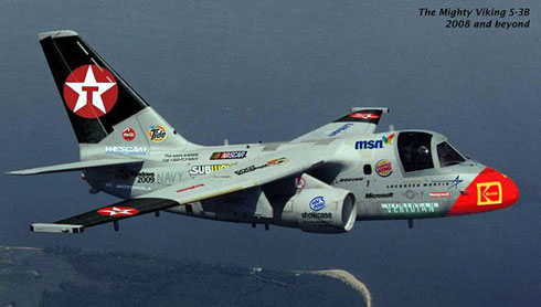Military Jet with Corporate Advertisement All Over It.