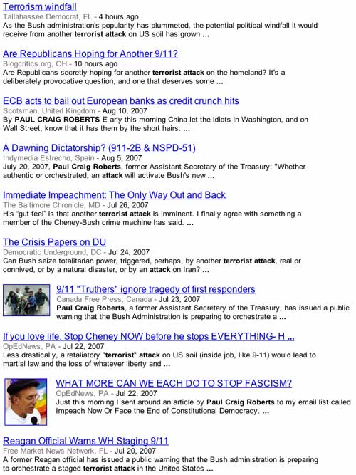 Google screen shot about Neocons attacking in the United States again.