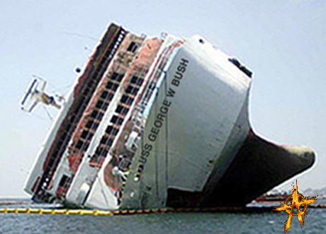 Picture of a sunk ship named the, U.S.S. GEORGE W. BUSH 