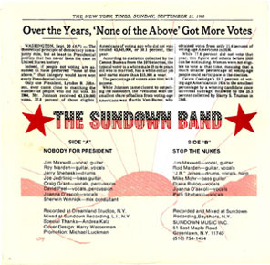 Nobody for President by Jim Maxwell and  The Sundown Band, 45 back jacket.