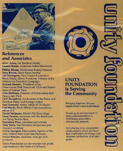 Mid '70s Unity Foundation Pamplet - Back