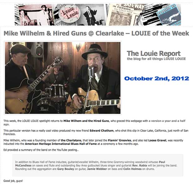 Mike Wilhelm & Hired Guns @ Clearlake – LOUIE of the Week - October 2nd, 2012