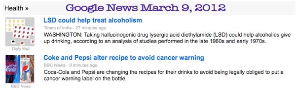 Screenshot March 9, 2012 Google Health News