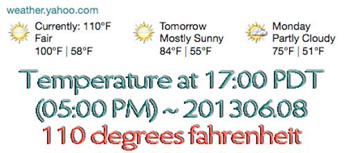 Temperature at 5 PM PDT ~ June 8, 2013