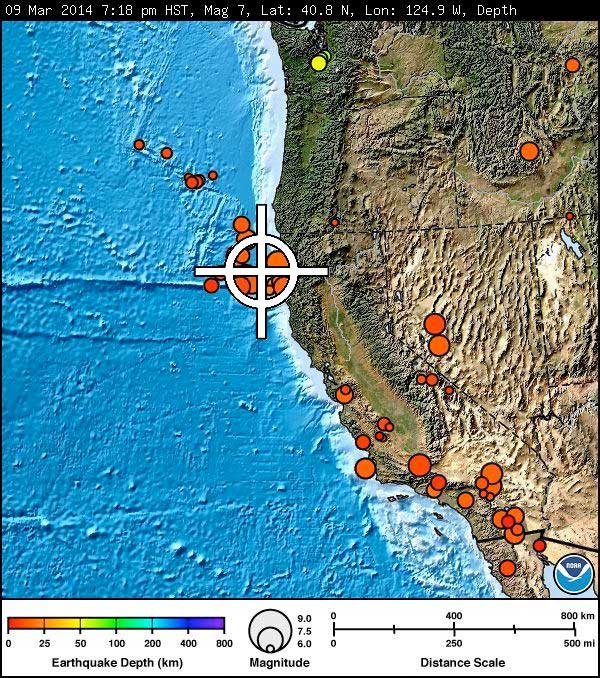 m6.9 Off shore Northern California