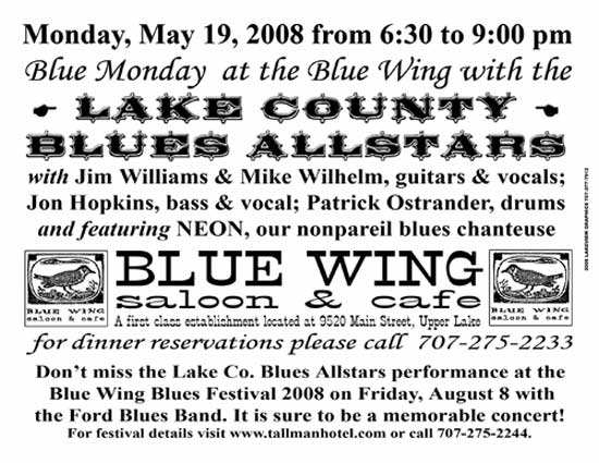 Lake County Blues Allstars - MONDAY 19 May 2008 - Upper Lake, CA 6:30 PM