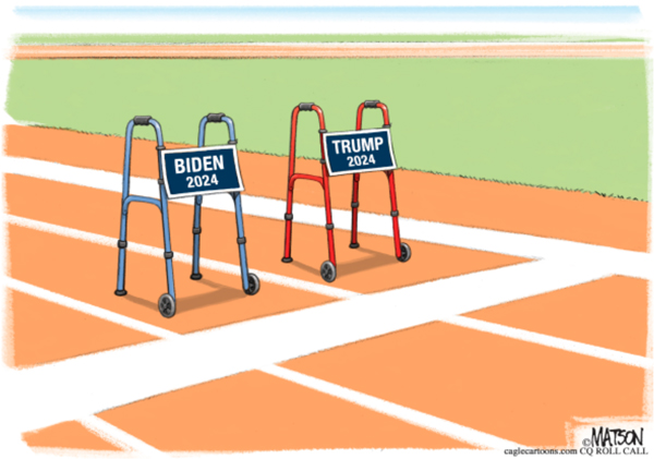At The Biden Trump 2024 Starting Line by R.J. Matson, CQ Roll Call, Cagle Cartoons