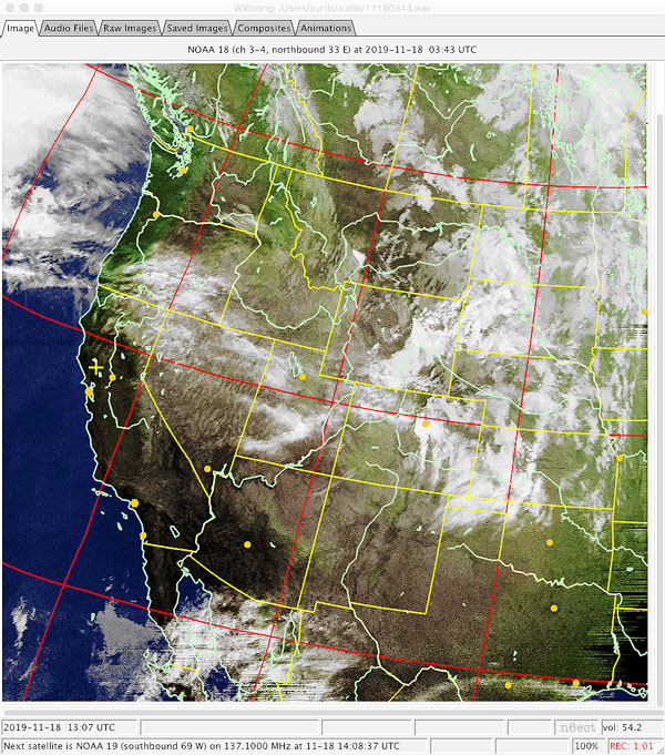 NOAA 18 (ch 3-4, northbount 33 E) at 2019-11-18 03:43 UTC