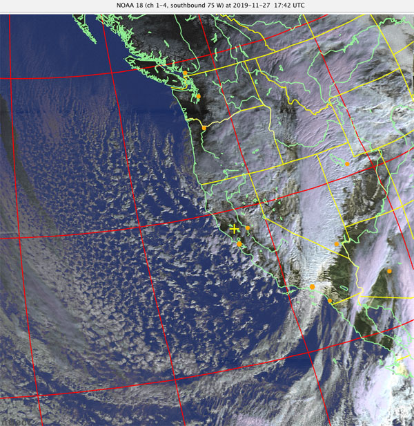 NOAA 18 (ch 1-4, southbound 75 W) at 2019-11-27 17:42 UTC