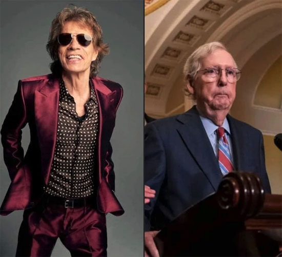 Mick Jagger is 80 vs Mitch McConnell, who is 81.
