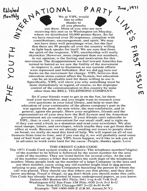 Youth International Party Line ~ YIPPIE ~ Issue One