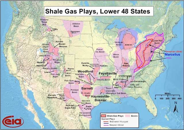 EIA Shale Gas Plays, Lower 48 States Map - Also known as a Fracking Map