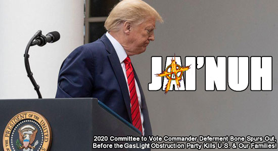 JAI'NUH ~ 2020 Committee to Vote Commander Deferment Bone Spurs Out, Before the Gaslight Obstruction Party Kills U.S. & Our Families!