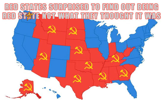 Red States Surprised To Find Out Being Red State Not What They Thought It Was
