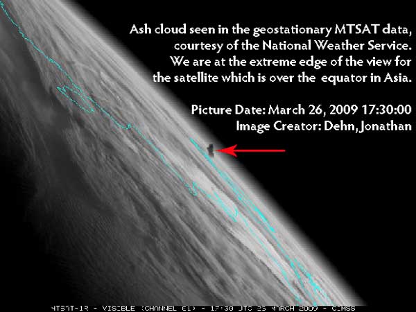 Redoubt Volcano Satellite photo of ash cloud