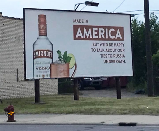 Smirnoff takes shots at Trump, real billboard, Detroit, Michigan