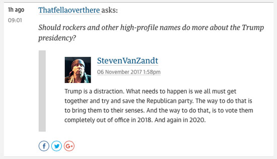 Steven VanZandt Responds