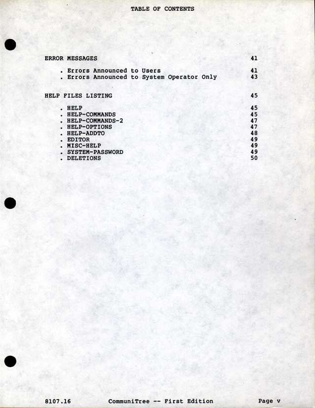 Table of Contents