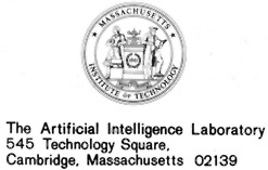 MIT Artificial Intelligence Laboratory letterhead with address and logo image