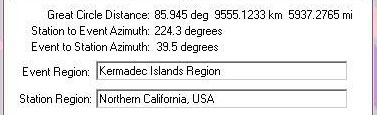 Calculated local distance for Great Circle reference